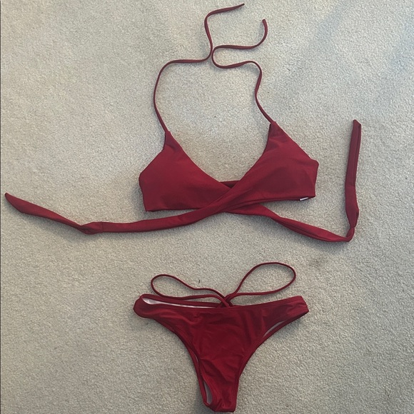 Red Wrap Bikini Set - Picture 5 of 8